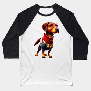 Canine Warrior: Dachshund in Heroic Battle Gear Baseball T-Shirt